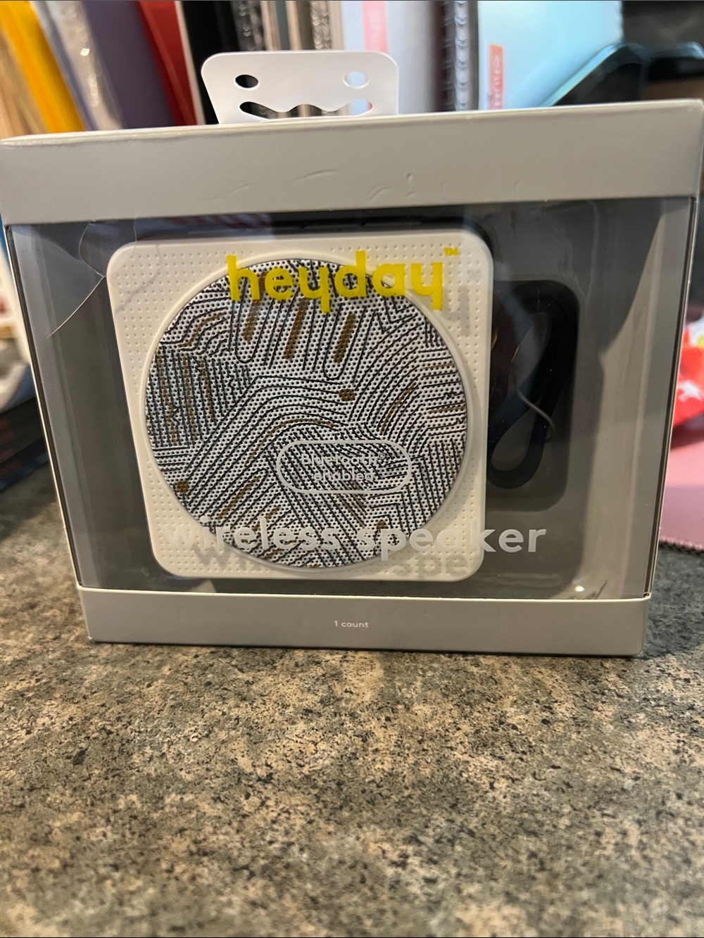 heyday White Portable Wireless Speaker with Black Pattern